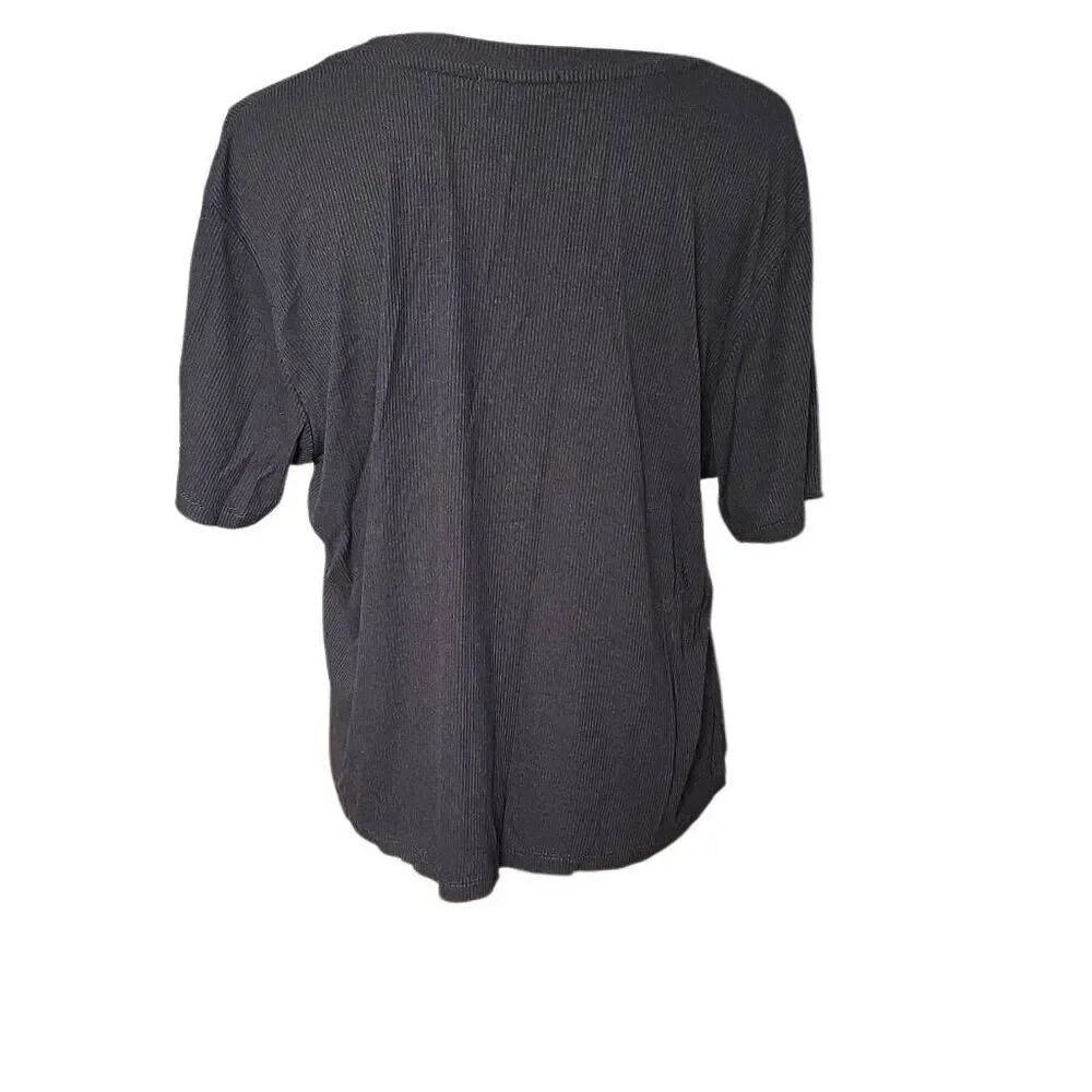 1.State Women's Size Large Black Ribbed Ringer Tee - Picture 2 of 6